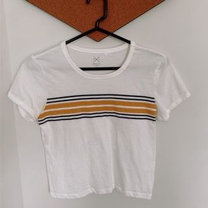 Pacsun basics stripped crop white tee